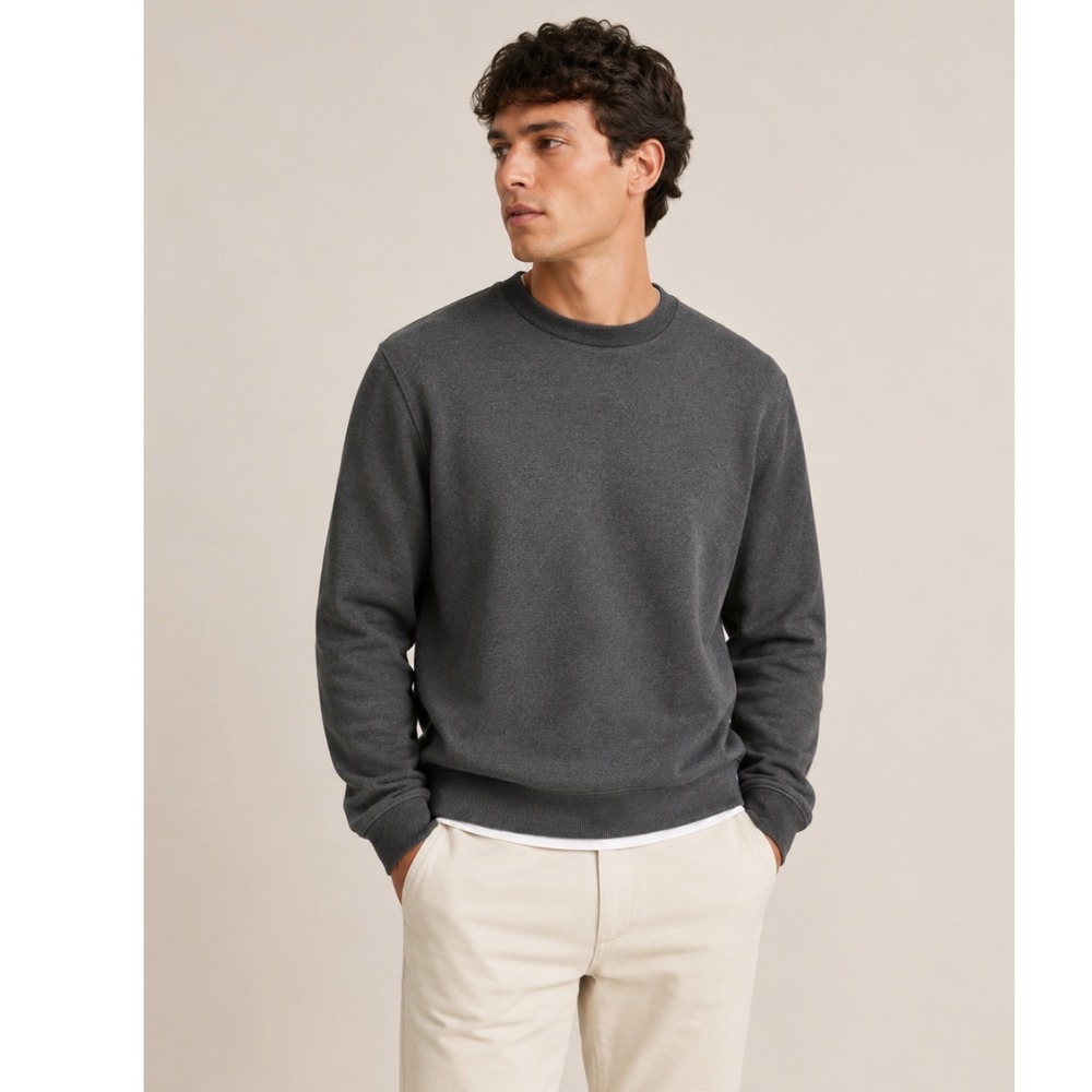 NWT Everlane Track Crewneck Sweatshirt Men‎ S Heathered Charcoal Organic Cotton